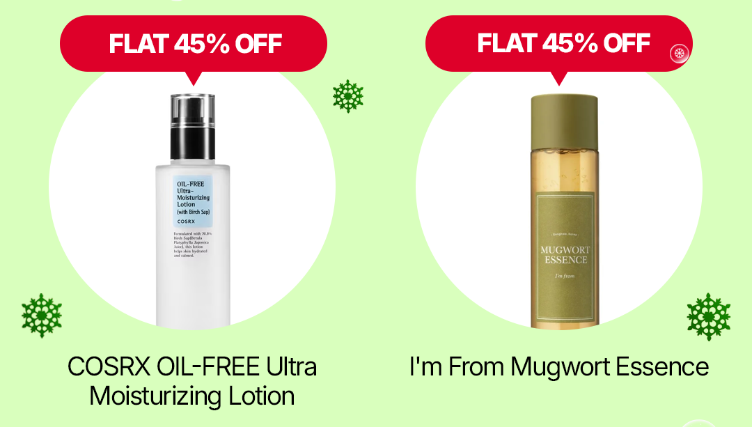 Christmas Glow Daily Deals | COSRX Oil-Free Ultra Moisturizing Lotion & I'm From Mugwort Essence | Flat 45% Off