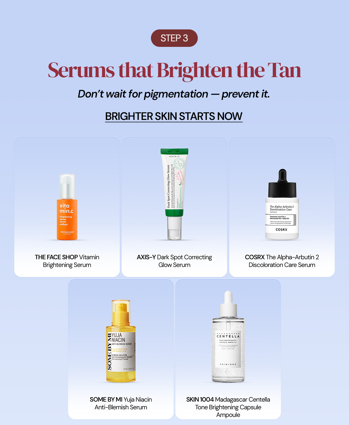Serums that brighten the tan section