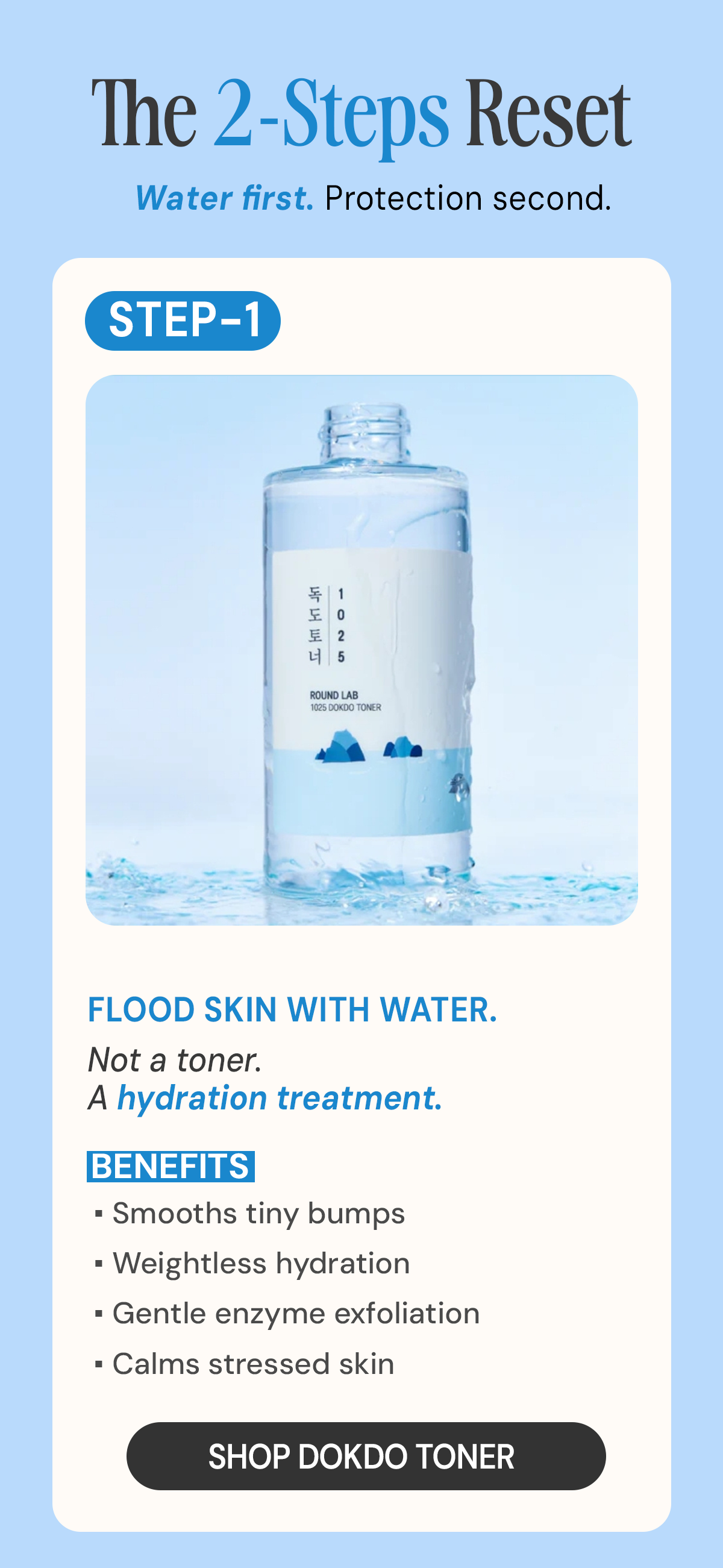 Round Lab 1025 Dokdo Toner for deep hydration, smoother texture and sensitive skin