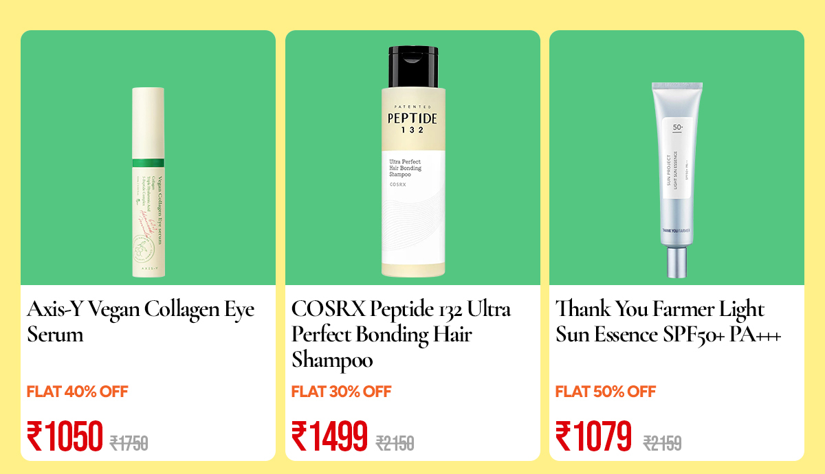AXIS-Y eye serum, COSRX Peptide 132 shampoo and Thank You Farmer sun essence offers