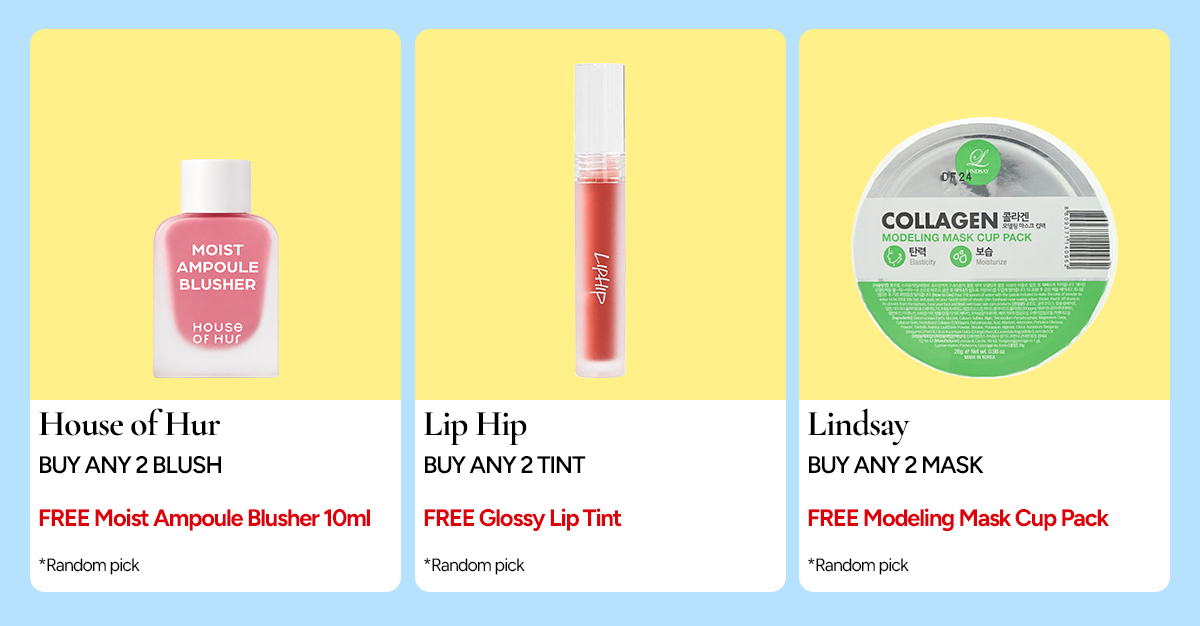 House of Hur, Lip Hip and Lindsay buy two and get a free gift offers
