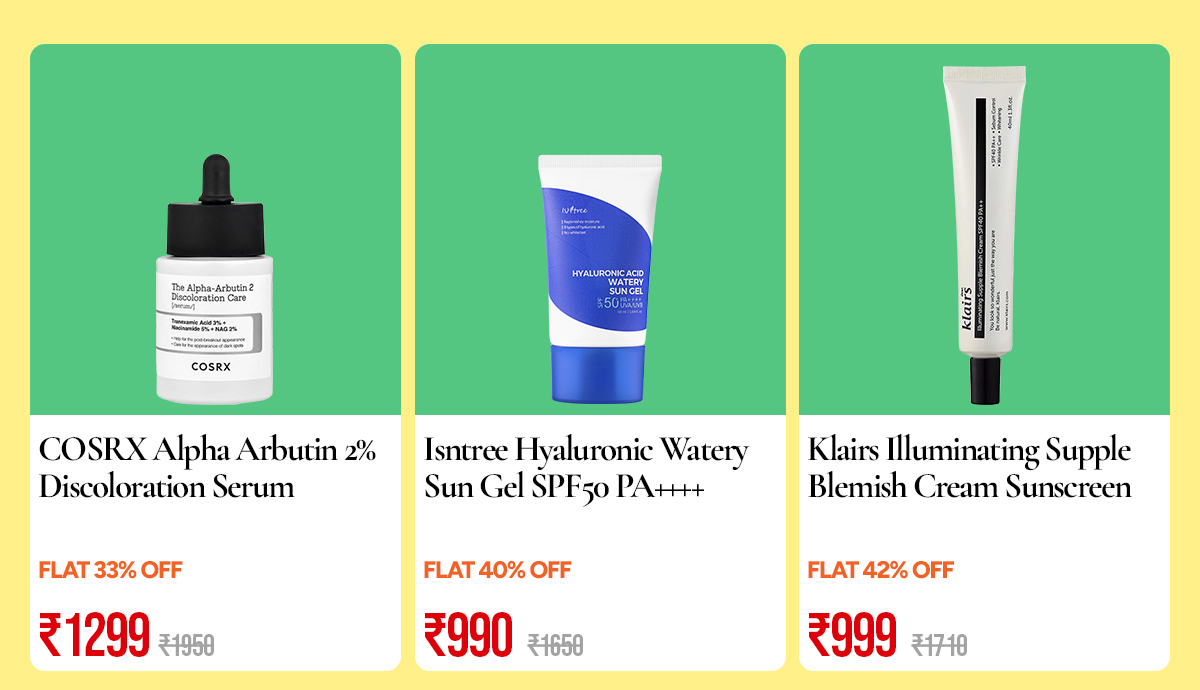 COSRX Alpha Arbutin serum, Isntree Watery Sun Gel and Klairs BB Cream sale offers