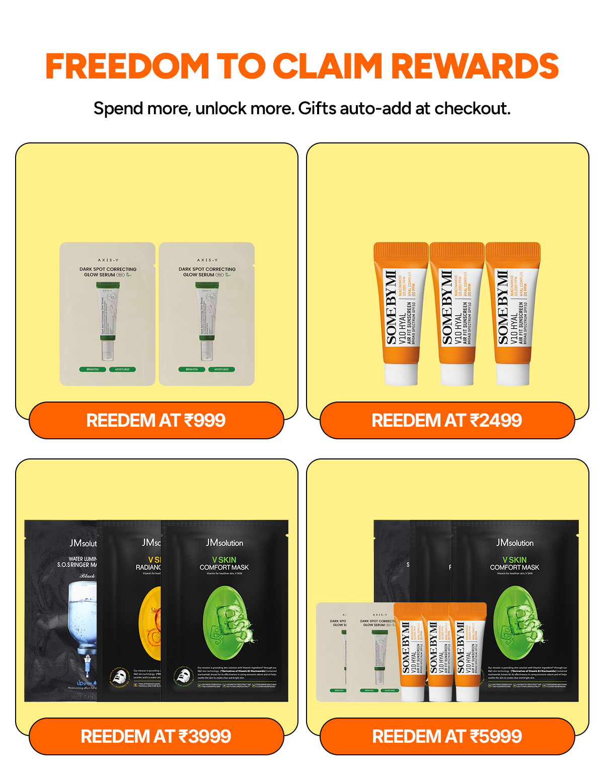 Freedom to Claim Rewards: spend more and unlock gifts at checkout