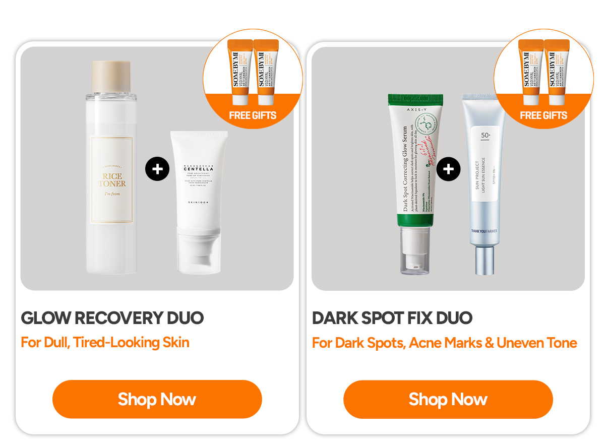 Glow Recovery Duo and Dark Spot Fix Duo