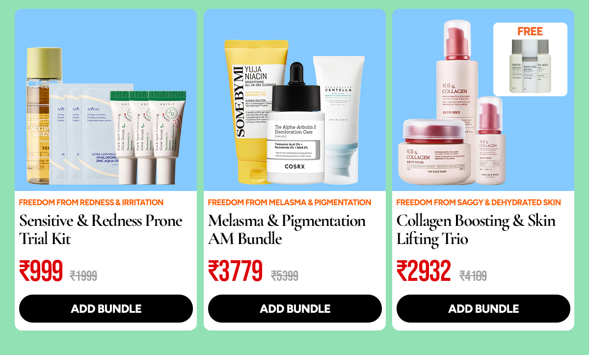Sensitive skin, pigmentation and collagen-boosting skincare bundles