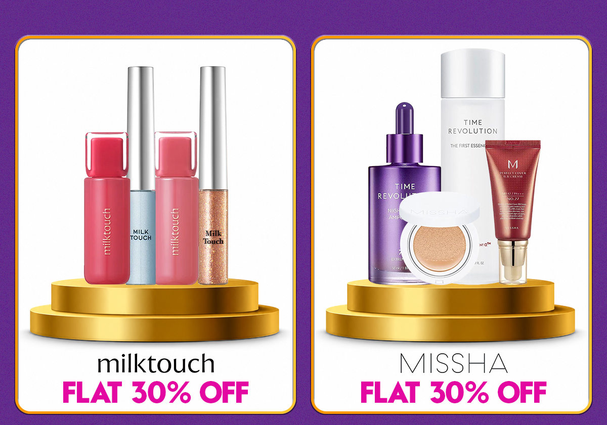 Milk Touch and MISSHA makeup offers for the Beauty Barn Puja sale